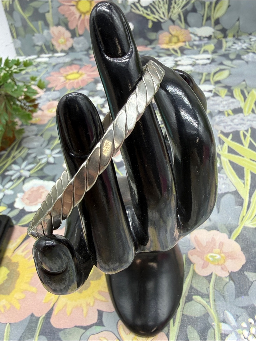 vintage sterling silver 925 rope bangle bracelet